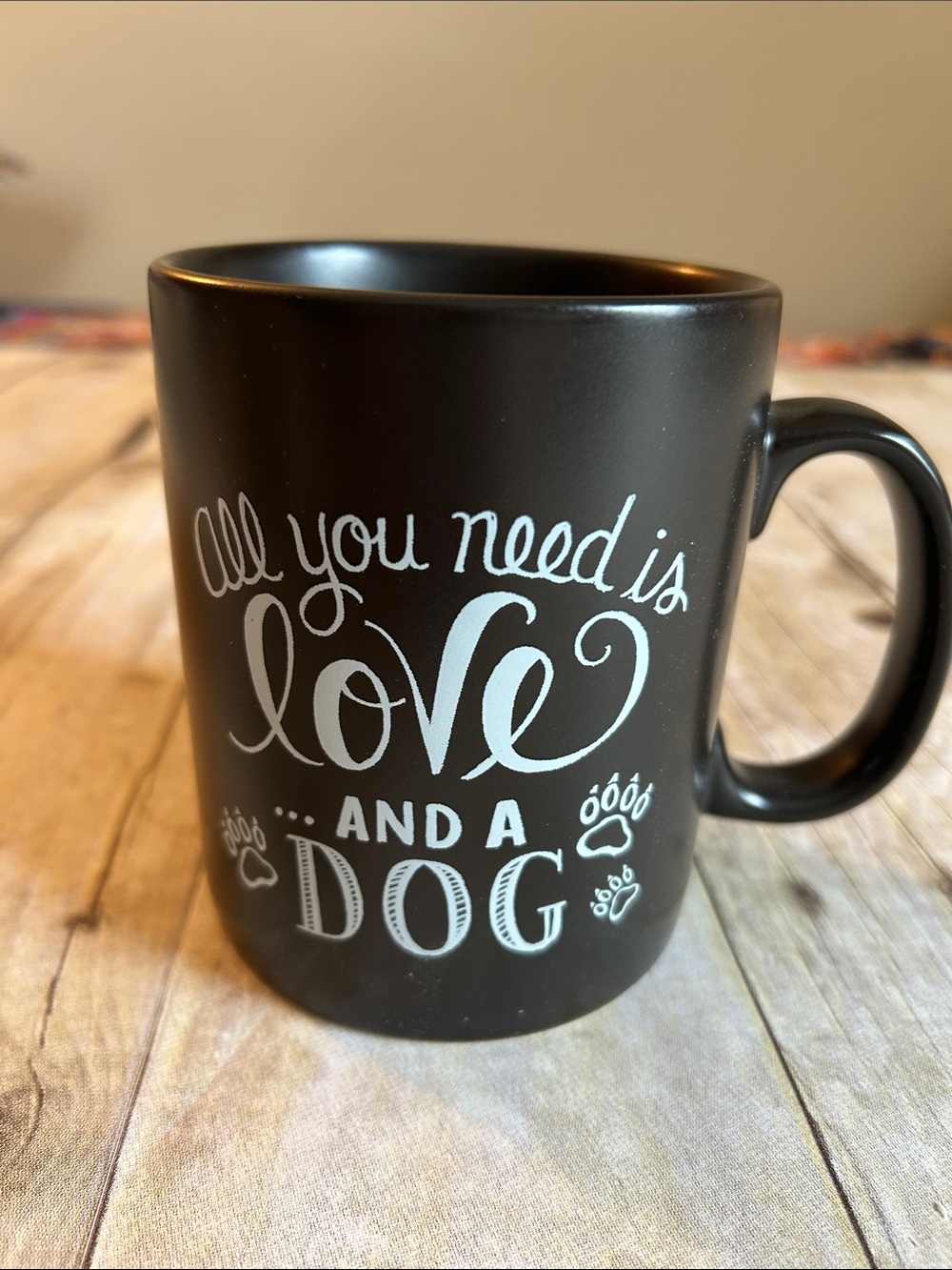 Matte Black 'All You Need Is Love and a Dog' Coffee Mug